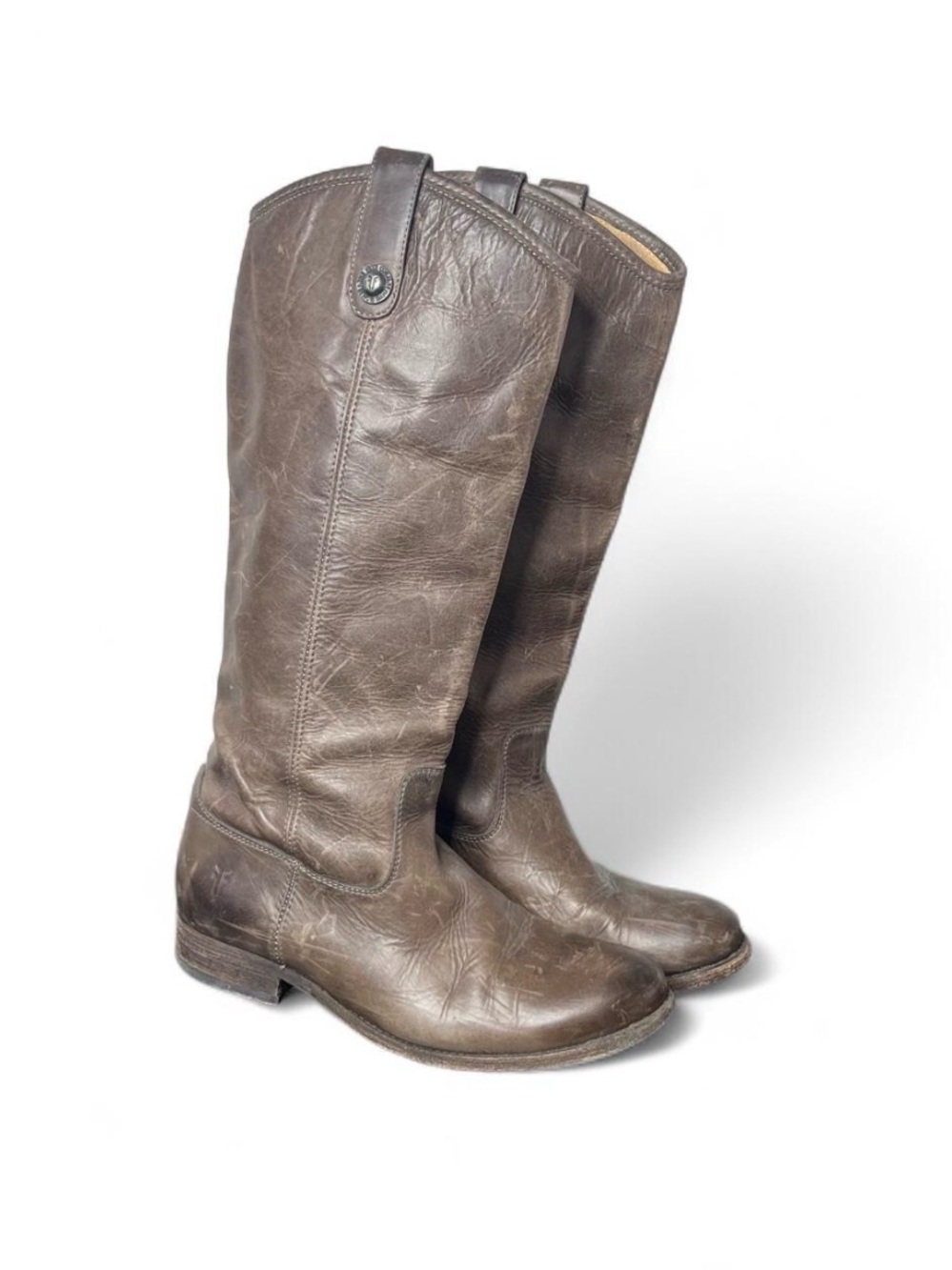 Frye 4015 Melissa Button Knee High Riding Boot in Slate Brown Equestrian
